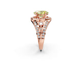 Rose gold Fancy Yellow Oval Cut Diamond Halo Ring with Split Shank and Bezel Accents and Four-Prong Setting_2