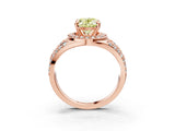 Rose gold Fancy Yellow Oval Cut Diamond Halo Ring with Split Shank and Bezel Accents and Four-Prong Setting_3