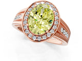 Rose gold Fancy Yellow Oval Cut Diamond Halo Ring with Split Shank and Bezel Accents and Prong Setting_1