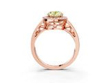 Rose gold Fancy Yellow Oval Cut Diamond Halo Ring with Split Shank and Bezel Accents and Prong Setting_3