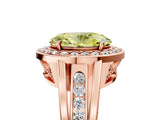 Rose gold Fancy Yellow Oval Cut Diamond Halo Ring with Split Shank and Bezel Accents and Prong Setting_5