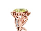 Rose gold Fancy Yellow Oval Cut Diamond Halo Ring with Vintage Split Shank and Four-Prong Setting_42