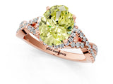 Rose gold Fancy Yellow Oval Cut Diamond  Halo Twist Band Solitaire Prong Setting Ring_25