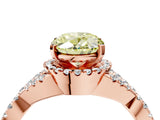 Rose gold Fancy Yellow Oval Cut Diamond  Halo Twist Band Solitaire Prong Setting Ring_46