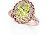 Rose gold Fancy Yellow Oval  Cut Diamond Milgrain Floral Halo Engagement Ring with Pavé Band_16