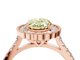Rose gold Fancy Yellow Oval  Cut Diamond Milgrain Floral Halo Engagement Ring with Pavé Band_19