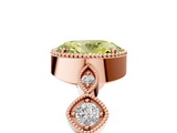 Rose gold Fancy Yellow Oval  Cut Diamond Milgrain Marquise Band with Prong Setting_8