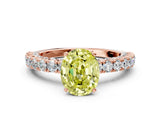 Rose gold Fancy Yellow Oval Cut Diamond Pavé Band Solitaire Ring with Prong Setting_88
