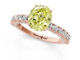 Rose gold Fancy Yellow Oval Cut Diamond Pavé Band Solitaire Ring with Prong Setting_89