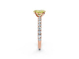 Rose gold Fancy Yellow Oval Cut Diamond Pavé Band Solitaire Ring with Prong Setting_90