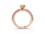 Rose gold Fancy Yellow Oval Cut Diamond Pavé Band Solitaire Ring with Prong Setting_91