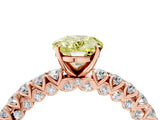Rose gold Fancy Yellow Oval Cut Diamond Pavé Band Solitaire Ring with Prong Setting_92