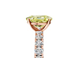 Rose gold Fancy Yellow Oval Cut Diamond Pavé Band Solitaire Ring with Prong Setting_93