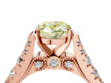 Rose gold Fancy Yellow Oval  Cut Diamond Pavé Band Solitaire with Four-Prong Setting_19