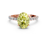 Rose gold Fancy Yellow Oval  Cut Diamond Pavé Band Solitaire with Four-Prong Setting_3