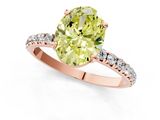 Rose gold Fancy Yellow Oval  Cut Diamond Pavé Band Solitaire with Four-Prong Setting_4
