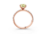Rose gold Fancy Yellow Oval  Cut Diamond Pavé Band Solitaire with Four-Prong Setting_6