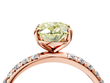 Rose gold Fancy Yellow Oval  Cut Diamond Pavé Band Solitaire with Four-Prong Setting_7
