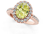 Rose gold Fancy Yellow Oval Cut Diamond Pavé Halo Ring with Four-Prong Setting_37