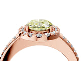 Rose gold Fancy Yellow Oval Cut Diamond Pavé Halo Ring with Four-Prong Setting_40