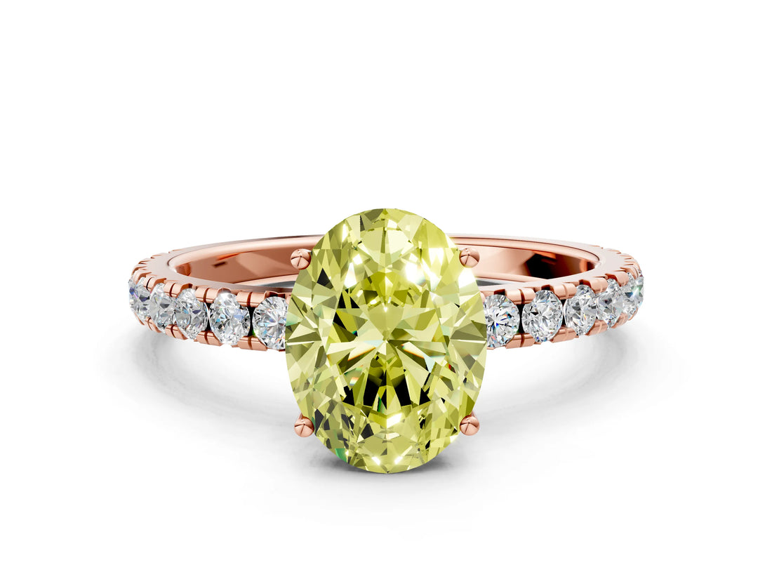 Rose gold Fancy Yellow Oval Cut Diamond Pavé Solitaire Engagement Ring with Four-Prong Setting_73