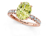 Rose gold Fancy Yellow Oval Cut Diamond Pavé Solitaire Ring with Round Band and Prong Setting_13