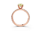 Rose gold Fancy Yellow Oval Cut Diamond Pavé Solitaire Ring with Round Band and Prong Setting_15