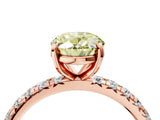 Rose gold Fancy Yellow Oval Cut Diamond Pavé Solitaire Ring with Round Band and Prong Setting_16