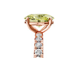 Rose gold Fancy Yellow Oval Cut Diamond Pavé Solitaire Ring with Round Band and Prong Setting_17