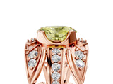 Rose gold Fancy Yellow Oval Cut Diamond Pave Art Deco Split Shank Ring with Four-Prong Setting_5