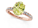 Rose gold Fancy Yellow Oval Cut Diamond Pave Band Solitaire Ring with Four-Prong Setting_59