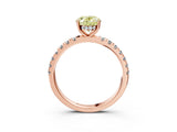 Rose gold Fancy Yellow Oval Cut Diamond Pave Band Solitaire Ring with Four-Prong Setting_61