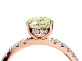 Rose gold Fancy Yellow Oval Cut Diamond Pave Band Solitaire Ring with Four-Prong Setting_62