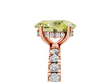 Rose gold Fancy Yellow Oval Cut Diamond Pave Band Solitaire Ring with Four-Prong Setting_63