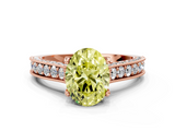Rose gold Fancy Yellow Oval  Cut Diamond Pave Band with Four-Prong Setting_36