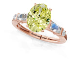 Rose gold Fancy Yellow Oval  Cut Diamond Ring with Baguette Side Stones, Channel Set Band, and Four-Prong Setting_25