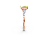 Rose gold Fancy Yellow Oval  Cut Diamond Ring with Baguette Side Stones, Channel Set Band, and Four-Prong Setting_26