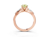 Rose gold Fancy Yellow Oval  Cut Diamond Ring with Baguette Side Stones, Channel Set Band, and Four-Prong Setting_27