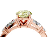 Rose gold Fancy Yellow Oval  Cut Diamond Ring with Baguette Side Stones, Channel Set Band, and Four-Prong Setting_28