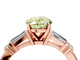 Rose gold Fancy Yellow Oval  Cut Diamond Ring with Baguette Side Stones, Channel Set Band, and Four-Prong Setting_7