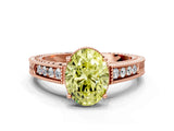 Rose gold Fancy Yellow Oval Cut Diamond Ring with Milgrain Pavé Band and Four-Prong Setting_19