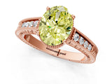 Rose gold Fancy Yellow Oval Cut Diamond Ring with Milgrain Pavé Band and Four-Prong Setting_20