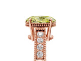 Rose gold Fancy Yellow Oval Cut Diamond Ring with Milgrain Pavé Band and Four-Prong Setting_24