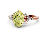 Rose gold Fancy Yellow Oval Cut Diamond Ring with Side Stones and Four-Prong Setting_12