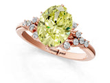 Rose gold Fancy Yellow Oval Cut Diamond Ring with Side Stones and Four-Prong Setting_13