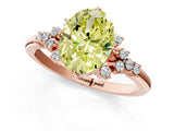 Rose gold Fancy Yellow Oval Cut Diamond Ring with Side Stones and Four-Prong Setting_166