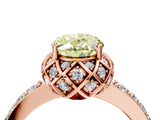Rose gold Fancy Yellow Oval Cut Diamond Scalloped Halo Engagement Ring with Round Shared Prong Band_16