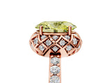 Rose gold Fancy Yellow Oval Cut Diamond Scalloped Halo Engagement Ring with Round Shared Prong Band_29