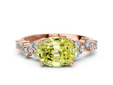 Rose gold Fancy Yellow Oval Cut Diamond Scattered Round Accent Ring with Prong Setting_12