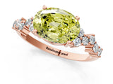 Rose gold Fancy Yellow Oval Cut Diamond Scattered Round Accent Ring with Prong Setting_13